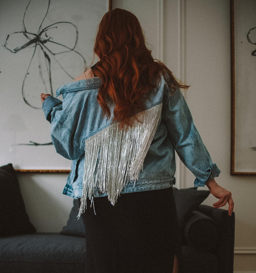 DIY and upcycled jean jacket. DIY and upcycled jean jacket.